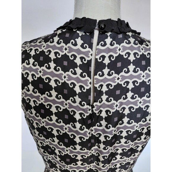 Milly Of New York Black/Multicolor Silk  Print Lined Dress W/Ribbon Detail Sz 6 - Picture 5 of 11